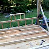 Getting the final segment of the front wall ready to raise.