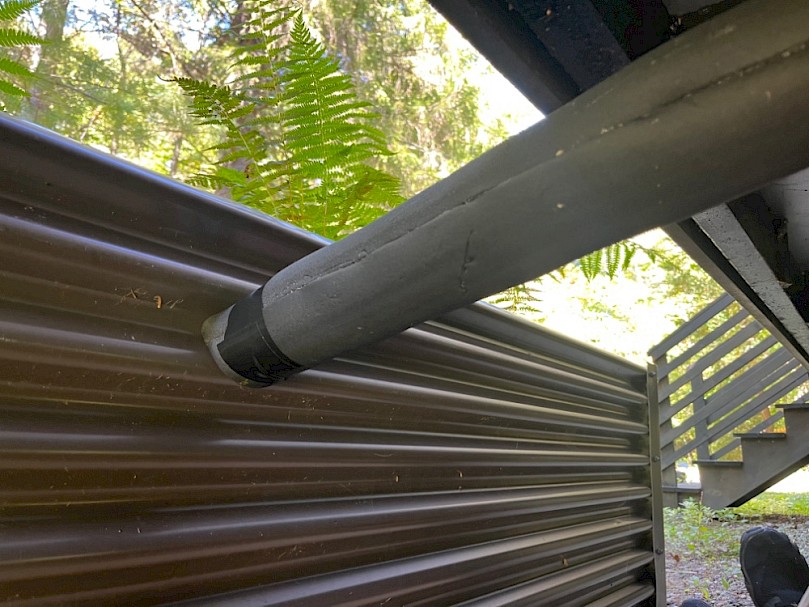 Drain pipe with rubber insulation installed